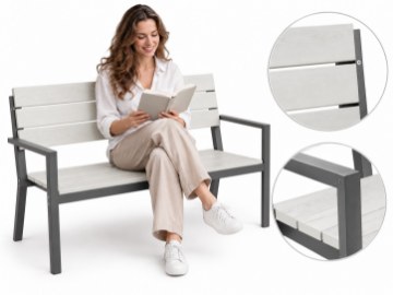 Garden Line Лавка для саду 118 x 54 x 77 см, сіра, MEB0803 - Home Club