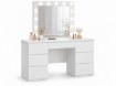 Chomik Косметический Туалетный Столик Белый С Зеркалом Led И 7 Ящиками, PHO2305 - Home Club