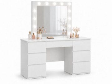 Chomik Косметический Туалетный Столик Белый С Зеркалом Led И 7 Ящиками, PHO2305 - Home Club