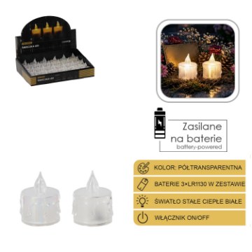 Chomik Свічка Led 3,5 × 4,5 См, Напівпрозора, LED1514 - Home Club