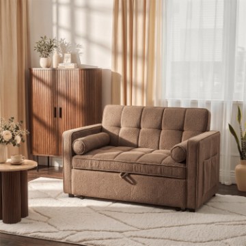 Mebel Elite Раскладной кресло Corra для сна, коричневое, из ткани «букле», ME.CORRA/BR/TB/SOF - Home Club