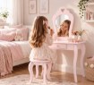 BackHome Living Маленькая косметическая туалетка розового цвета со зеркалом и табуреткой, PHO0403 - Home Club, изображение 4