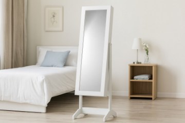 Chomik Шафа Для Біжутерії З Дзеркалом Біла 34 x 35,5 x 140 см, PHO5799 - Home Club