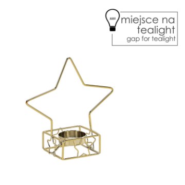 Chomik Металлический Свечник Для Теалайта, Золотой - Звездка 14,2 x 7 x 14,3 См, GOT5661 - Home Club