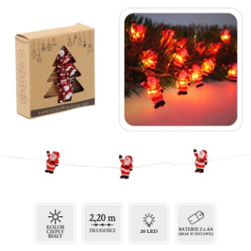 Chomik Світловий Ланцюг Led Mikołajki 20L На Батареях, LED4178 - Home Club