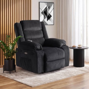 Mebel Elite Електричне масажне крісло з функцією розкладання Jasper, чорне, ME.JASPER/CZ/T/FW - Home Club