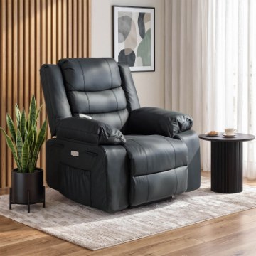 Mebel Elite Електричне масажне крісло з відкидним спинкою Jasper, чорне, екошкіра, ME.JASPER/CZ/E/FW - Home Club