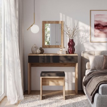 Forte Туалетний столик у стилі лофт 100 см із дзеркалом та сидінням Dalate, DQLT321ST-M368A - Home Club