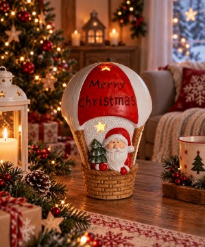 Chomik Фігурка Божонар. — Миколай У Повітряній Кульці «Merry Christmas» З Світлодіодним Підсвічуванням, 23 × 23 × 35 См, GOT4445 - Home Club