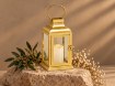 Chomik Ліхтар 11 x 11 x 22 См Led Металевий Золотий, SOL0900 - Home Club, Зображення 6