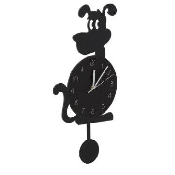 Chomik Настенные Часы «Собака» С Маячком, 37 x 25,5 x 3,8 См, Черные С Белыми Цифрами, ZEG5555 - Home Club