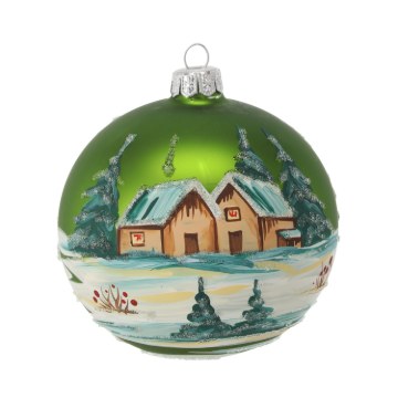 Chomik Скляна ялинкова кулька, зелена, 10 см, пейзаж, OMI4611 - Home Club