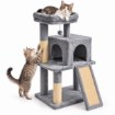Chomik Когтеточка для кошки с домиком, 45 × 35 × 90 см, серая, PET8672 - Home Club
