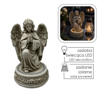 Chomik Фигура «Коленом Стоящий Ангел» С Подсветкой Led, 17 × 16,5 × 27 См, DED0057 - Home Club