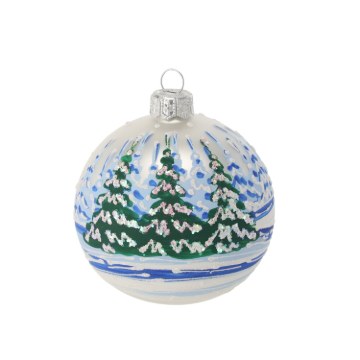 Chomik Скляна ялинкова кулька, срібна, 8 см, пейзаж, OMI4550 - Home Club