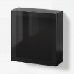 Комбінація настінних шаф, чорно-коричневий Glassvik, чорне скло, 60x22x64 см