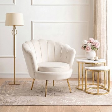 Mebel Elite Кресло Angel кремового цвета из велюра, ME.ANGEL/KR/V/FW - Home Club