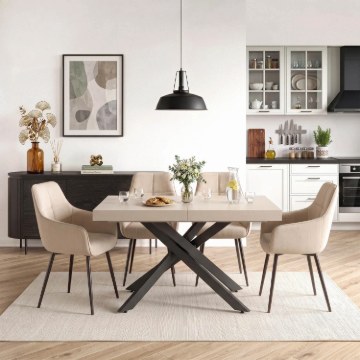 Mebel Elite Стол Hampton, раздвижной, 160–240 см, цвет «Кашмир»/«Чёрный», ME.HAMPTON/KASZ/CZ/S160-240 - Home Club