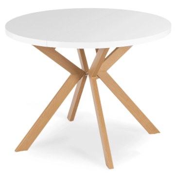 Mebel Elite Стол Lukas, раскладной, 100–250 см, белый/под дерево, ME.LUKAS/B/DREW/S - Home Club