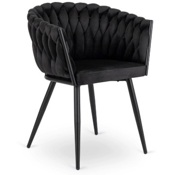 Mebel Elite Стул Elena, чёрный, плетеный, велюровый, ME.ELENA/CZ/V/K - Home Club