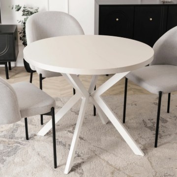 Mebel Elite Стіл Lugo, розкладний, 90–190 см, кашмір/білий, ME.LUGO/KASZ/B/S - Home Club