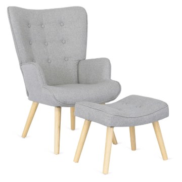Mebel Elite Кресло Lozano 2 с подставкой для ног, серого цвета, ME.LOZANO2/P/DK/T/FW - Home Club