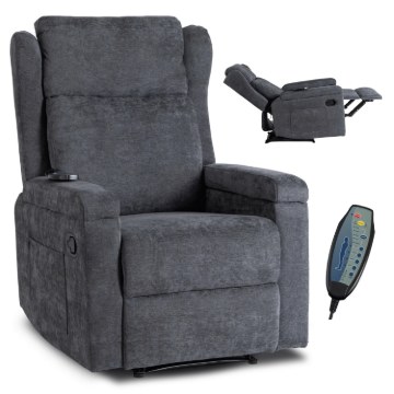 Mebel Elite Раскладной массажный кресло Sebastian, темно-серый, ткань, ME.SEBASTIAN/CZ/T/FW - Home Club