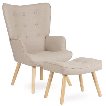 Mebel Elite Кресло Lozano 2 с подставкой для ног, бежевое, ME.LOZANO2/BZ/DK/T/FW - Home Club