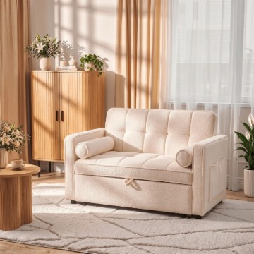 Mebel Elite Раскладной диван Corra для сна, бежевый, из ткани «букле», ME.CORRA/BZ/TB/SOF - Home Club