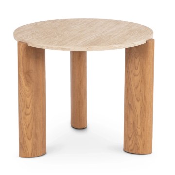 Mebel Elite Столик Travertino 60 см, травертин/дуб, ME.TRAVERTINO/TRAW/D/L - Home Club