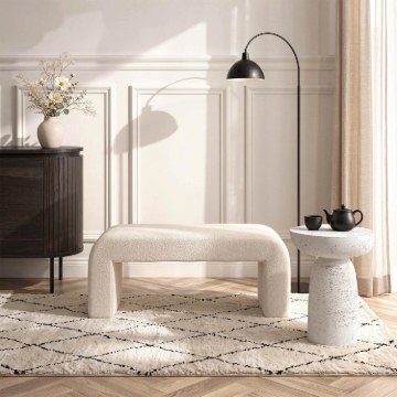 Mebel Elite Мягкая пуфика Delino кремового цвета из ткани «букле», ME.DELINO/KR/TB/FW - Home Club
