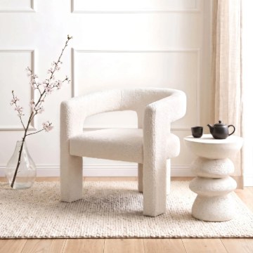 Mebel Elite Кресло для отдыха Lille кремового цвета из ткани букле, ME.LILLE/KR/TB/FW - Home Club