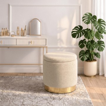 Mebel Elite Мягкий пуф Carnos, бежевый, из ткани «букле», ME.CARNOS/BZ/TB/PUF - Home Club