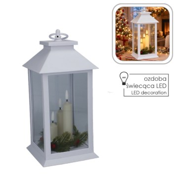 Chomik Світлодіодний Ліхтар, Білий, 14 × 14 × 27 См, З Трьома Свічками, LED3324 - Home Club