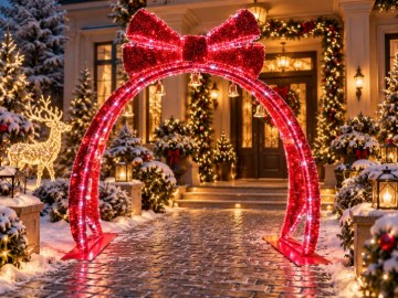 Chomik Святкова Декорація 3D Led — Арка-Бант З Дзвіночками 260 × 60 × 260 См, LED9839 - Home Club