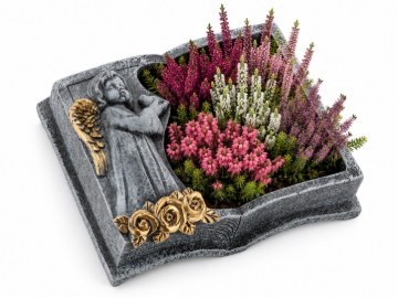 Chomik Цементний Квітник Для Кладовища - Книга Темно-Сірий - Золотий 23 X 19 X 7,5 См, DED8936 - Home Club