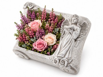 Chomik Цементна Кладбіщна Горщик - Книга З Ангелом Сіра 25 X 18,5 X 9,5 См, DED8868 - Home Club