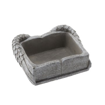 Chomik Цементовий Кладовищний Горщик — Книга З Крилами, Сірий, 22 × 18 × 9,5 См, DED0128 - Home Club