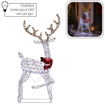 Chomik Рождественская 3D-декорация — олень с шарфом, светодиодная, 1,8 м, 360 л, для использования внутри и снаружи помещений, LED6687 - Home Club