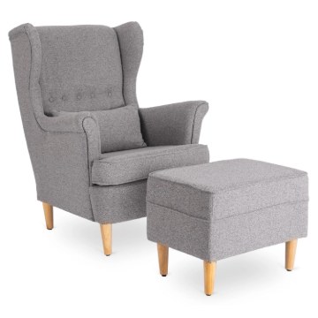 Mebel Elite Кресло для отдыха Evan 2 с подставкой для ног, серого цвета, ME.EVAN2/JP/D/T/FWPD - Home Club