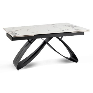 Mebel Elite Стол Luigi, керамический, раскладной, 160–240 см, белый мрамор/чёрный, ME.LUIGI/B/CZ/S160-240 - Home Club