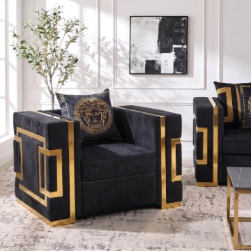 Mebel Elite Кресло Pallazo 1S, чёрный/золотой, ME.PALLAZO1S/CZ/ZL/V/FW - Home Club
