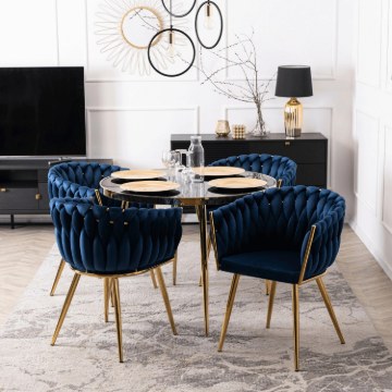 Mebel Elite Стул Capi темно-синего цвета, плетеный, с велюровой обивкой, ME.CAPI/GR/ZL/V/K - Home Club