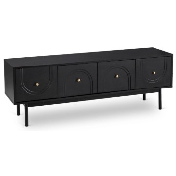 Mebel Elite Тв-тумба Marlen 155 см, черная, W.MAZOMA/CZ/N.CZ/U.ZL/RTV4D - Home Club