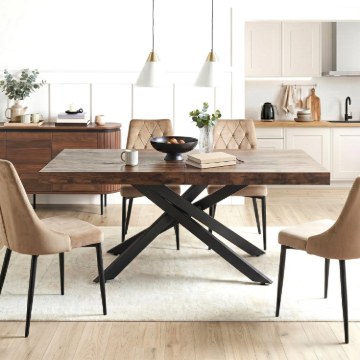 Mebel Elite Стол Hampton, раскладной, 160–240 см, дуб в стиле рустик/чёрный, ME.HAMPTON/RU/CZ/S160-240 - Home Club