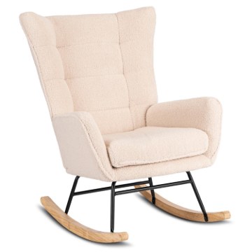 Mebel Elite Кресло-качалка Jackson, бежевый букле/дуб, ME.JACKSON/BZ/TB/FW - Home Club