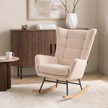 Mebel Elite Кресло-качалка Jackson, бежевый букле/дуб, ME.JACKSON/BZ/TB/FW - Home Club