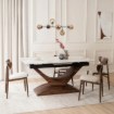 Mebel Elite Стол Alicante, керамический, раскладной, 160–200 см, белый мрамор/орех, ME.ALICANTE/B/O/S160-200 - Home Club, изображение 2