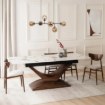 Mebel Elite Стол Alicante, керамический, раскладной, 160–200 см, белый мрамор/орех, ME.ALICANTE/B/O/S160-200 - Home Club, изображение 3