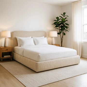 Mebel Elite Ліжко 160x200 Bristol з ящиком для речей, бежеве, з тканини букле, ME.BRISTOL/160/BZ/TB/LOZZPOJ - Home Club